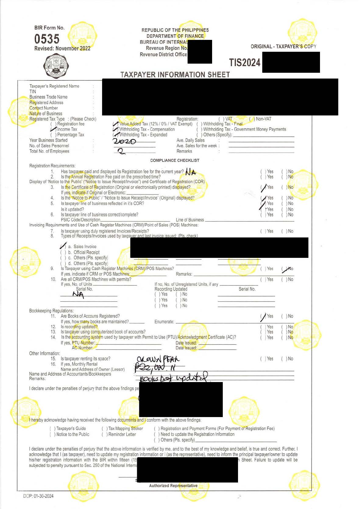 Violations Checklist